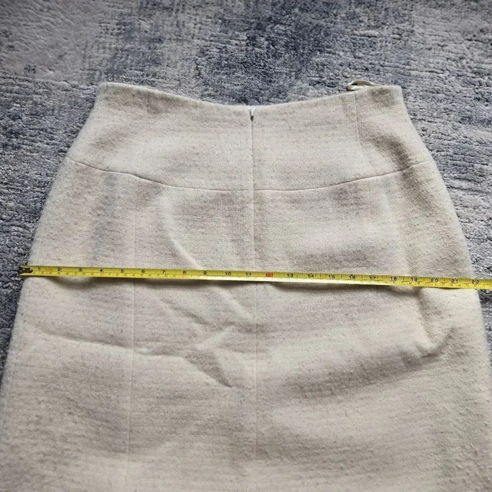 CHANEL Tweed Cream SKIRT Size 44 8 M